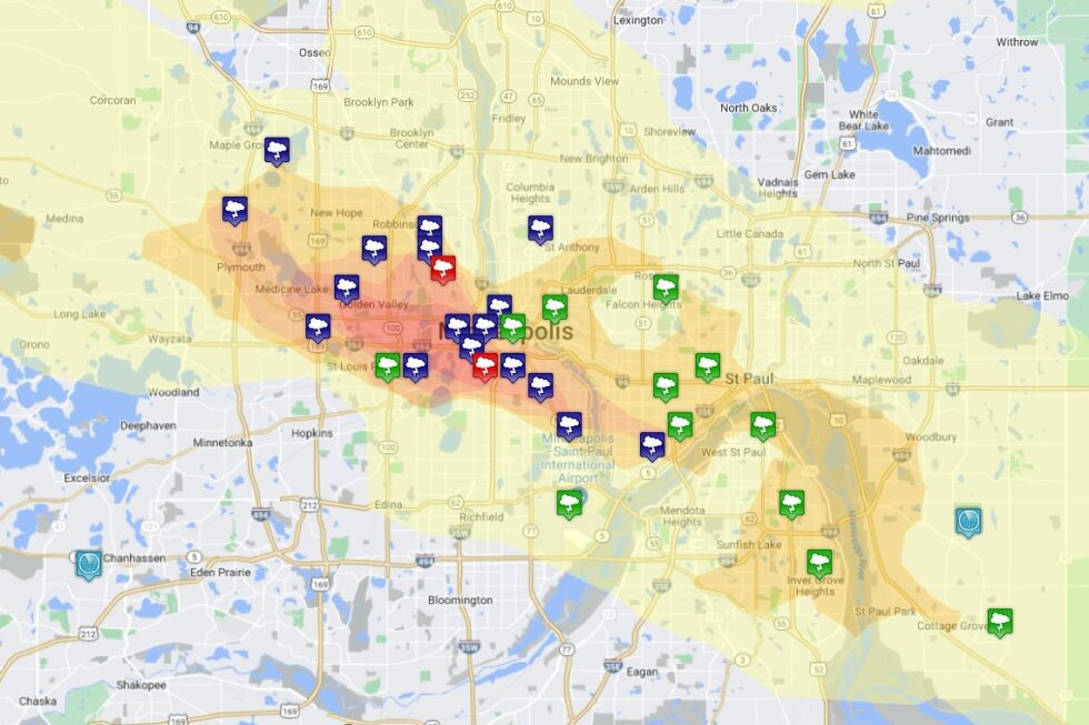 August 11th 2023 Hail Storm Minneapolis Mendota Heights West St   8.11.23 Hail Map 980x653 