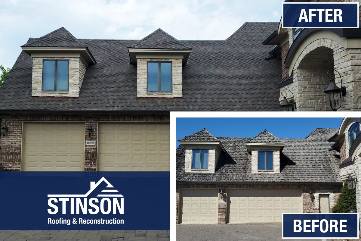 large shake roof replaced with impact resistant shingles